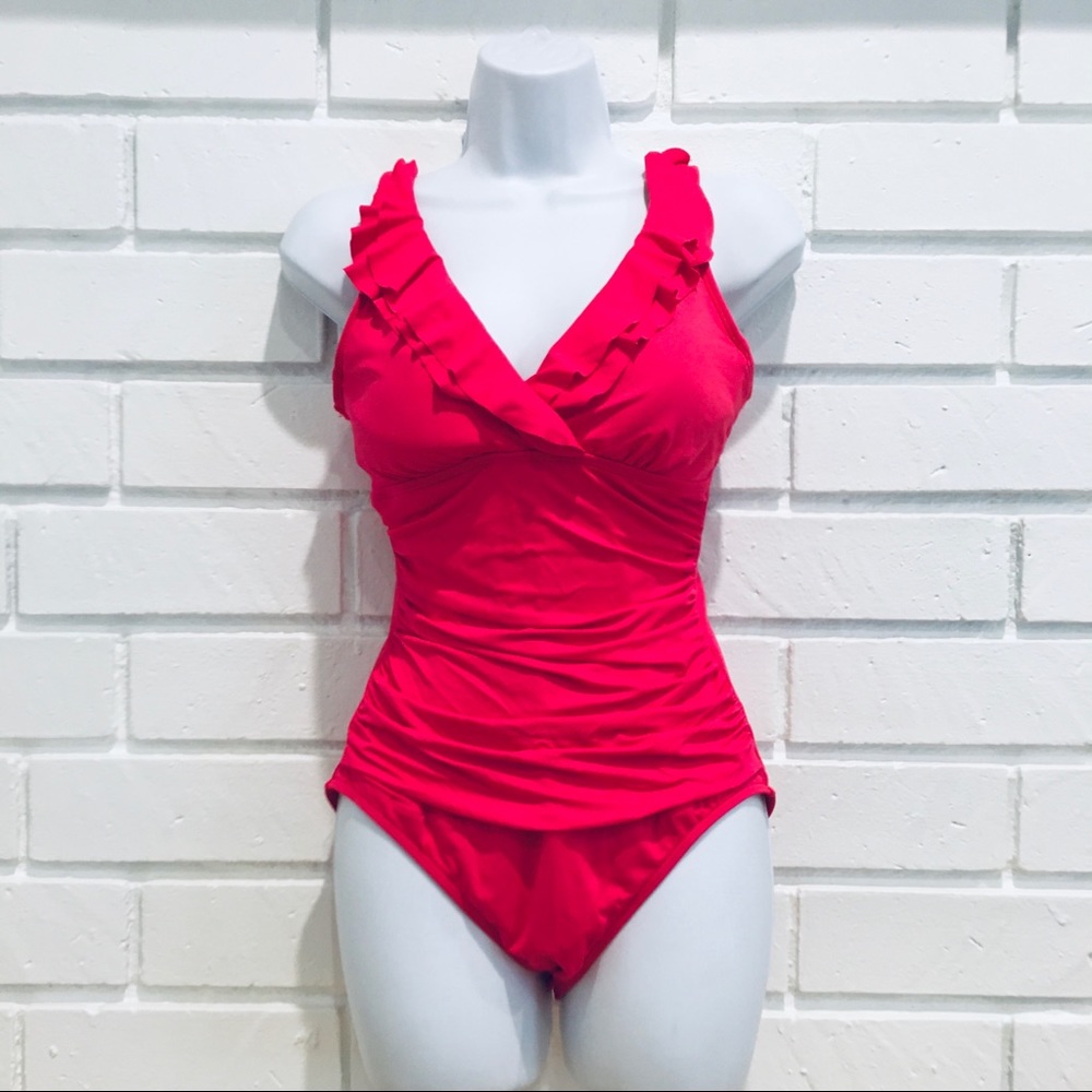 Ralph Lauren Hot Pink One Piece Bathing Suit 8